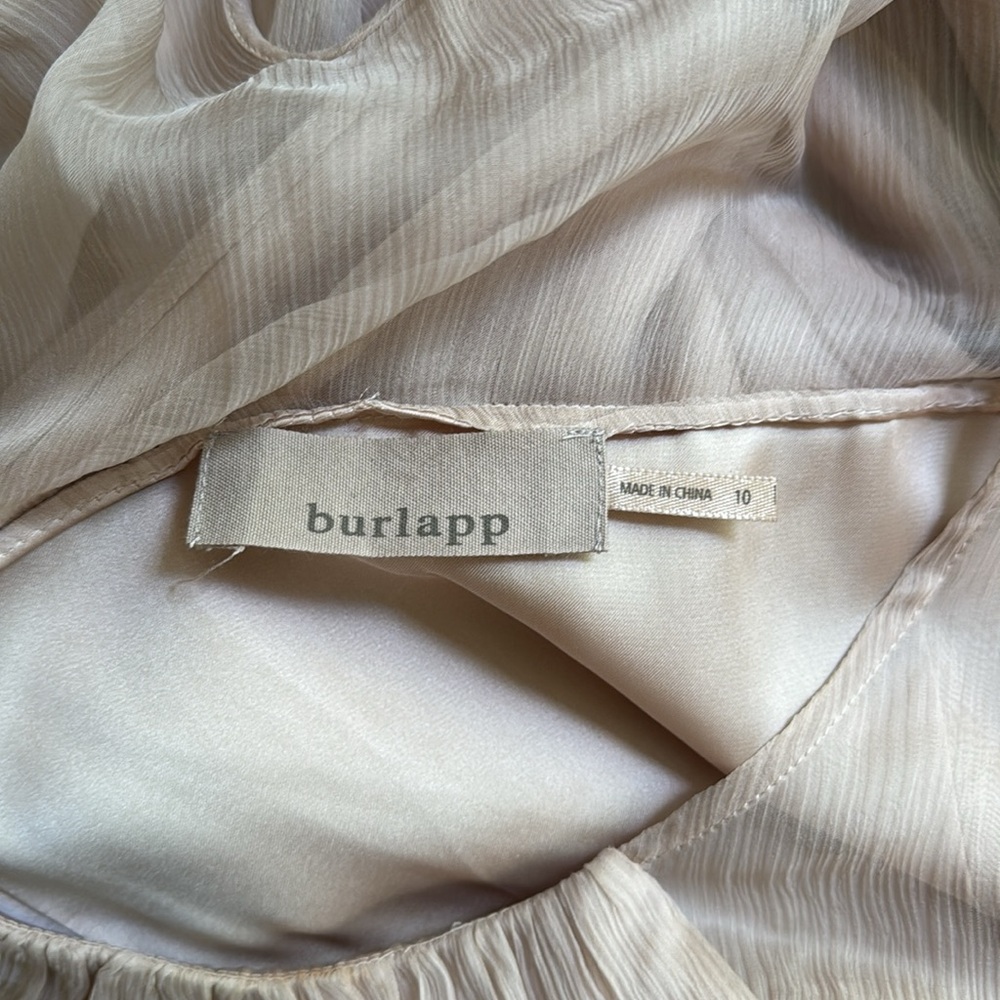 Anthropologie Burlapp Silk Tie Waist Sheer Detail Dress - Picture 4 of 4